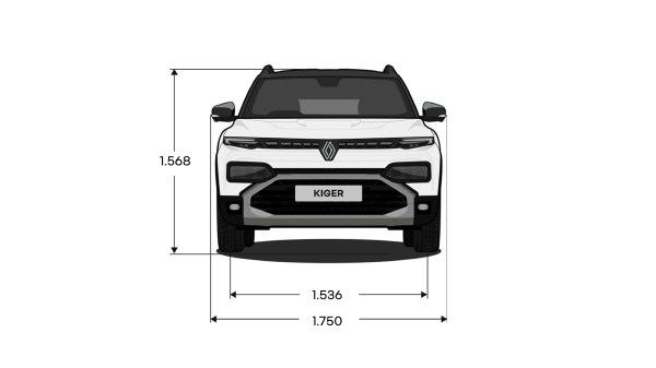 Renault Kiger - dimensões frontais